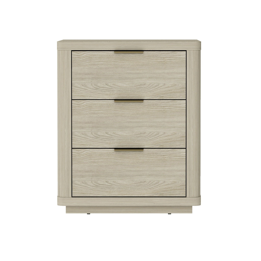 Evelyn - Nightstand With 3 Drawers, Smooth Rounded Edges
