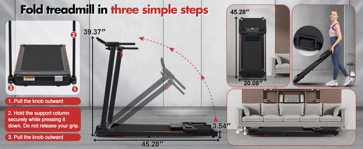 Portable Treadmill with 8% Incline and 265 lb Capacity