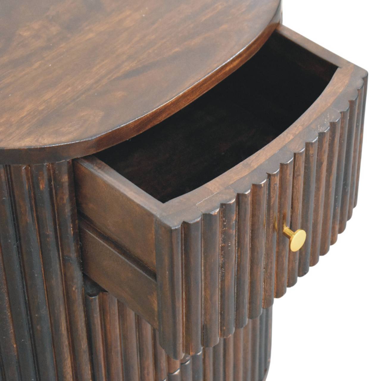 Solid Wood Curved Fluted 3-Drawer Drum Chest