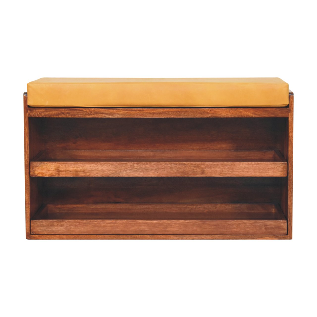 Solid Wood Buffalo Hide Pull Out Bench