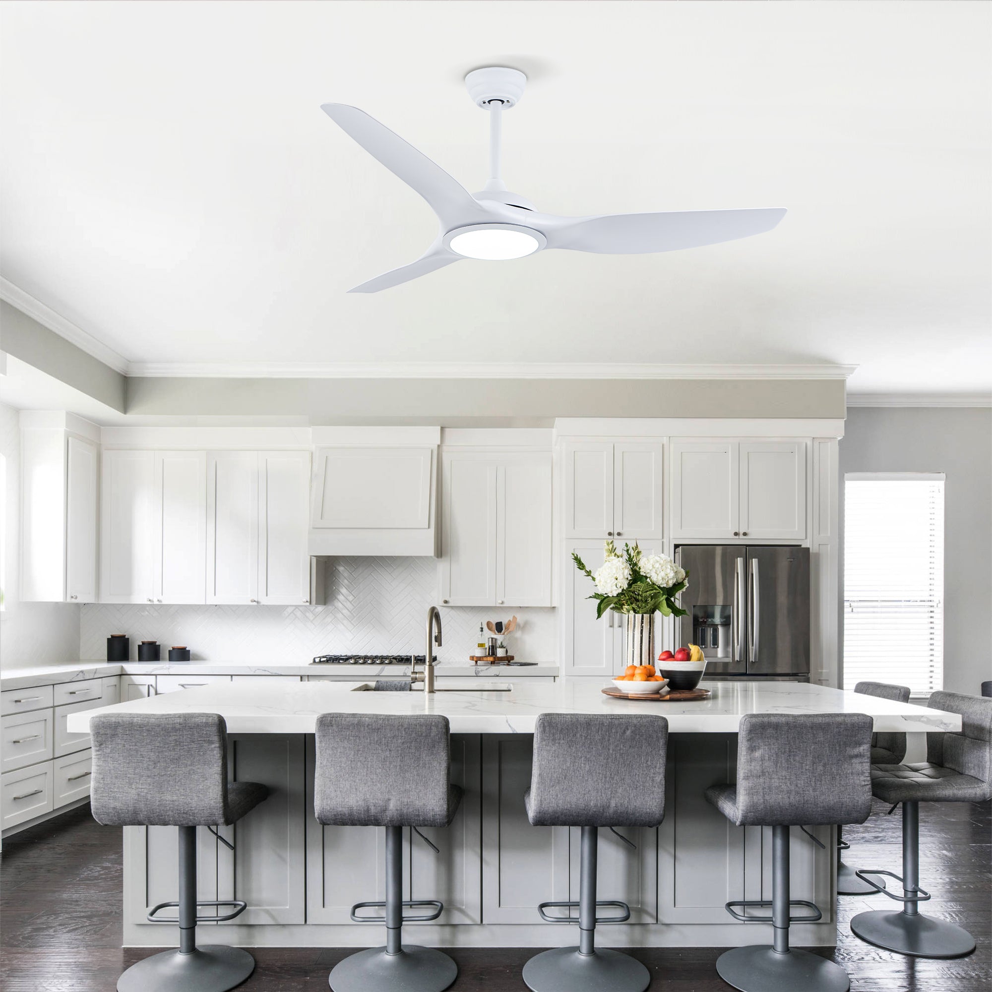 52 Inch ABS Blades Ceiling Fan with LED Light Kit
