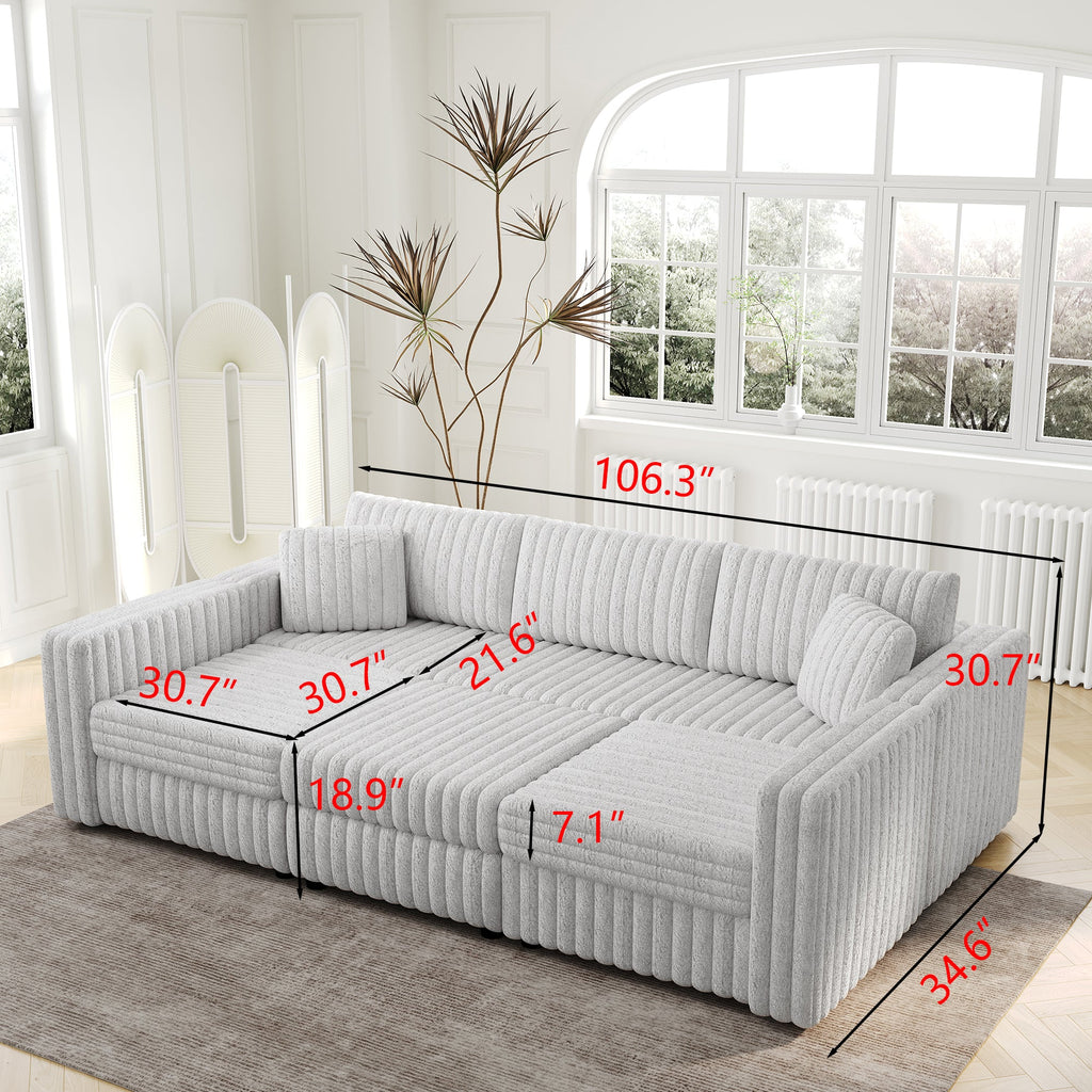 106.3" U-Shaped 6-Person Sofa with Ottoman