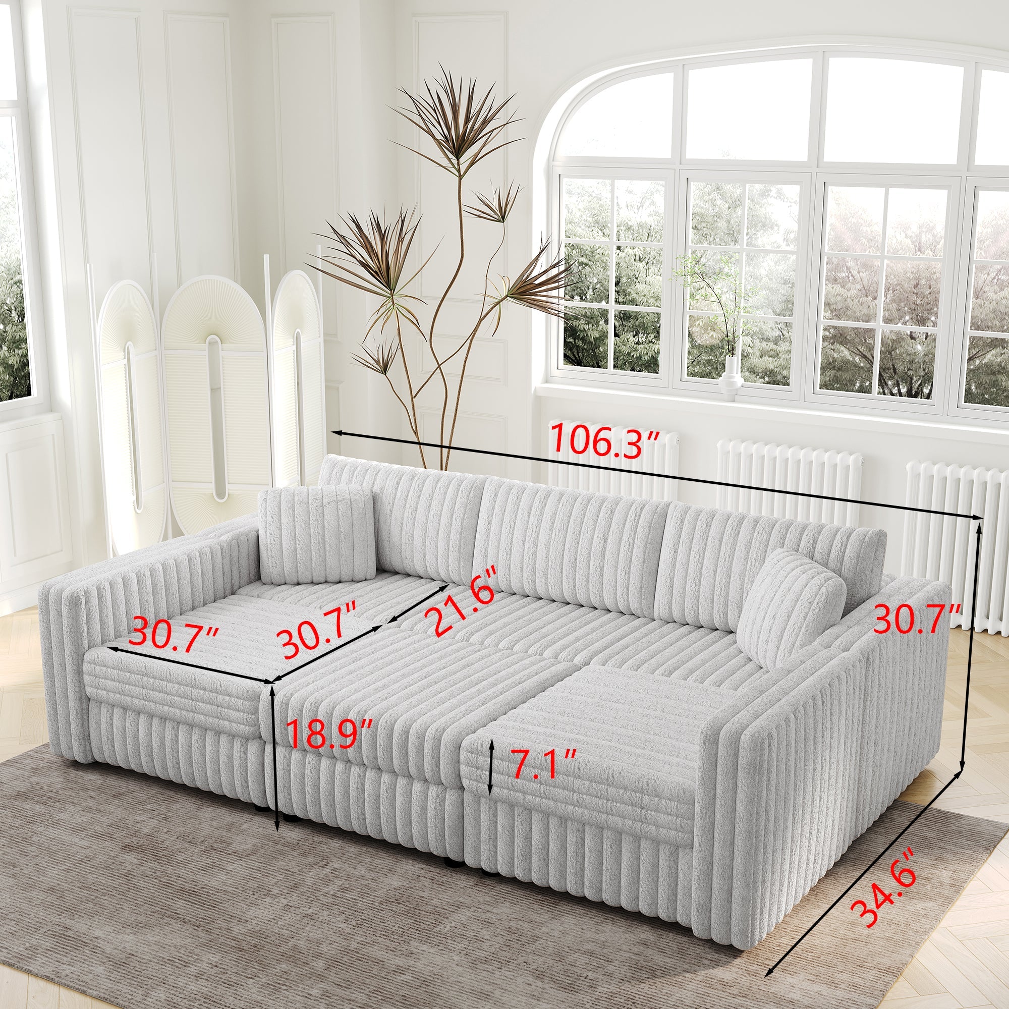 106.3" U-Shaped 6-Person Sofa with Ottoman