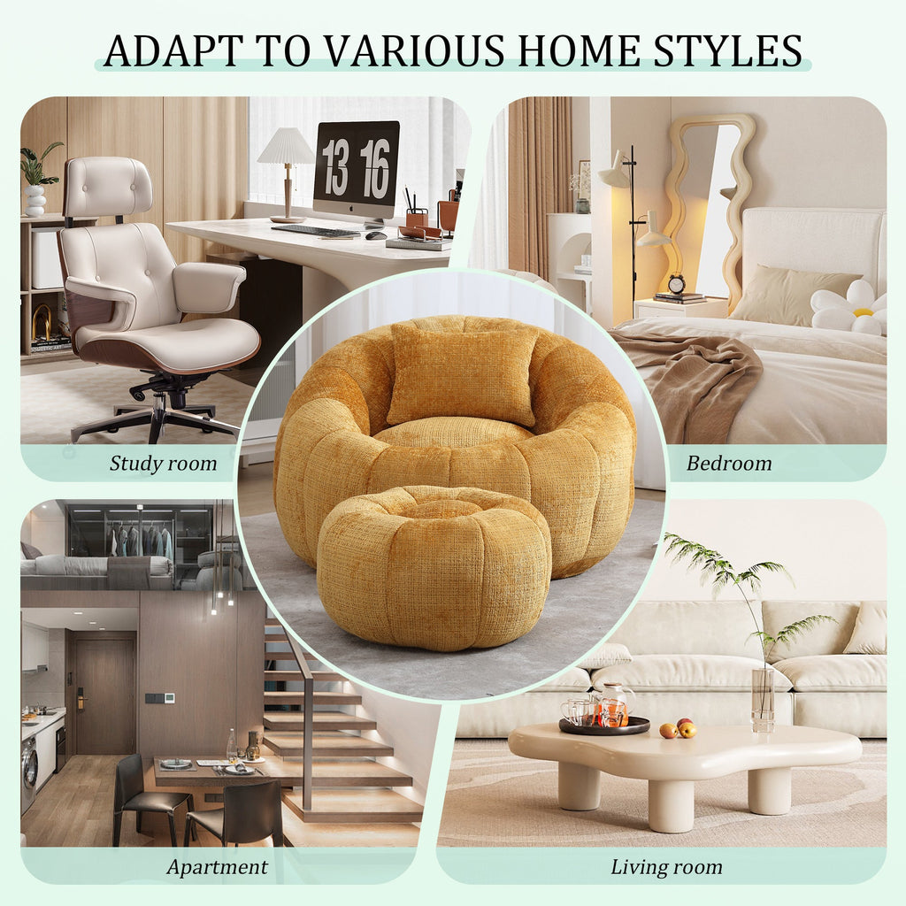 UNITED WE WIN Modern Bean Bag Chairs with Ottoman