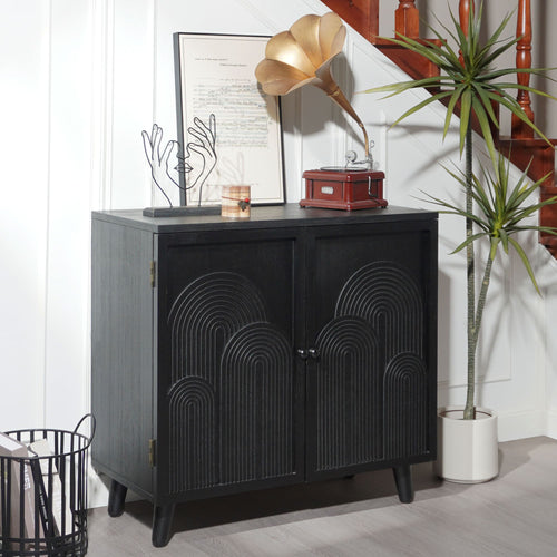 2 Door Accent Cabinet Storage Cabinet With Adjustable Shelf - Black