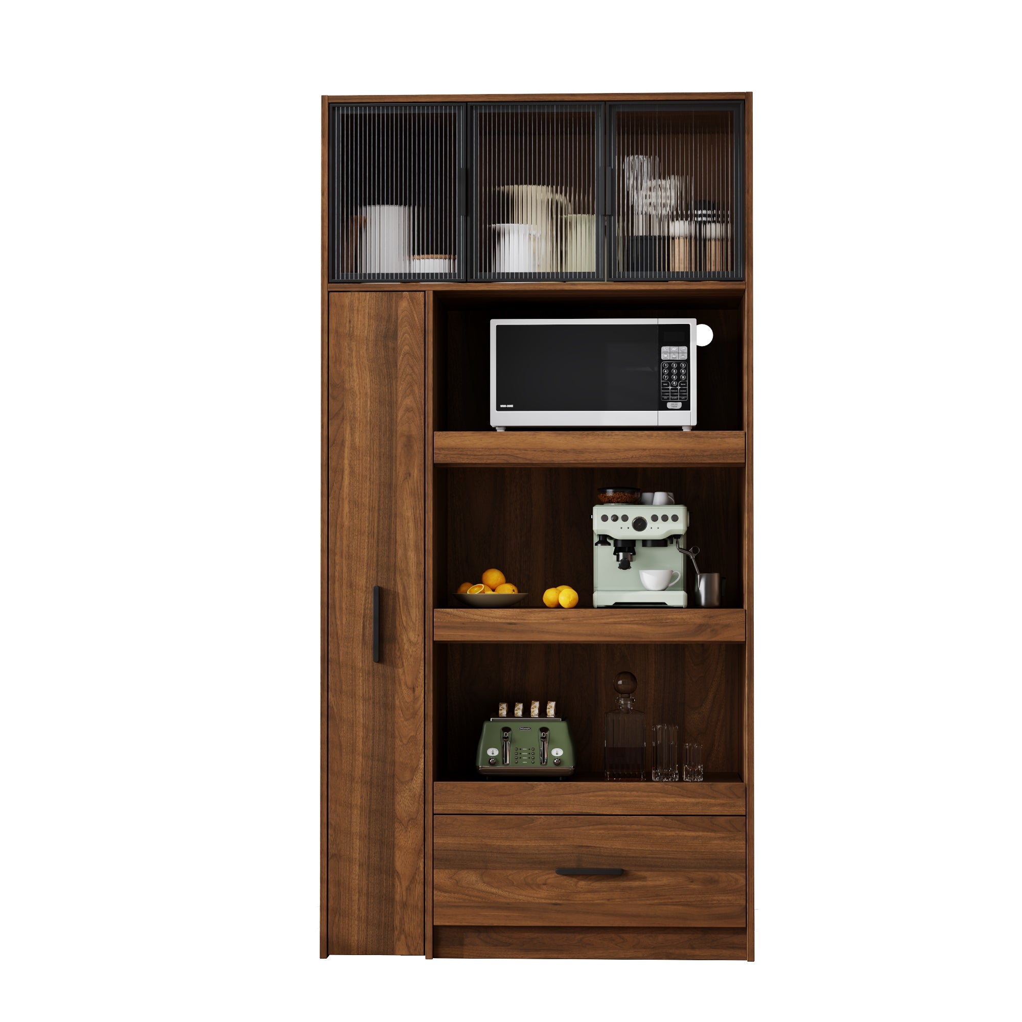 70.87" Tall Kitchen Pantry Cabinet with Multi-Tier Pull-Out Shelf
