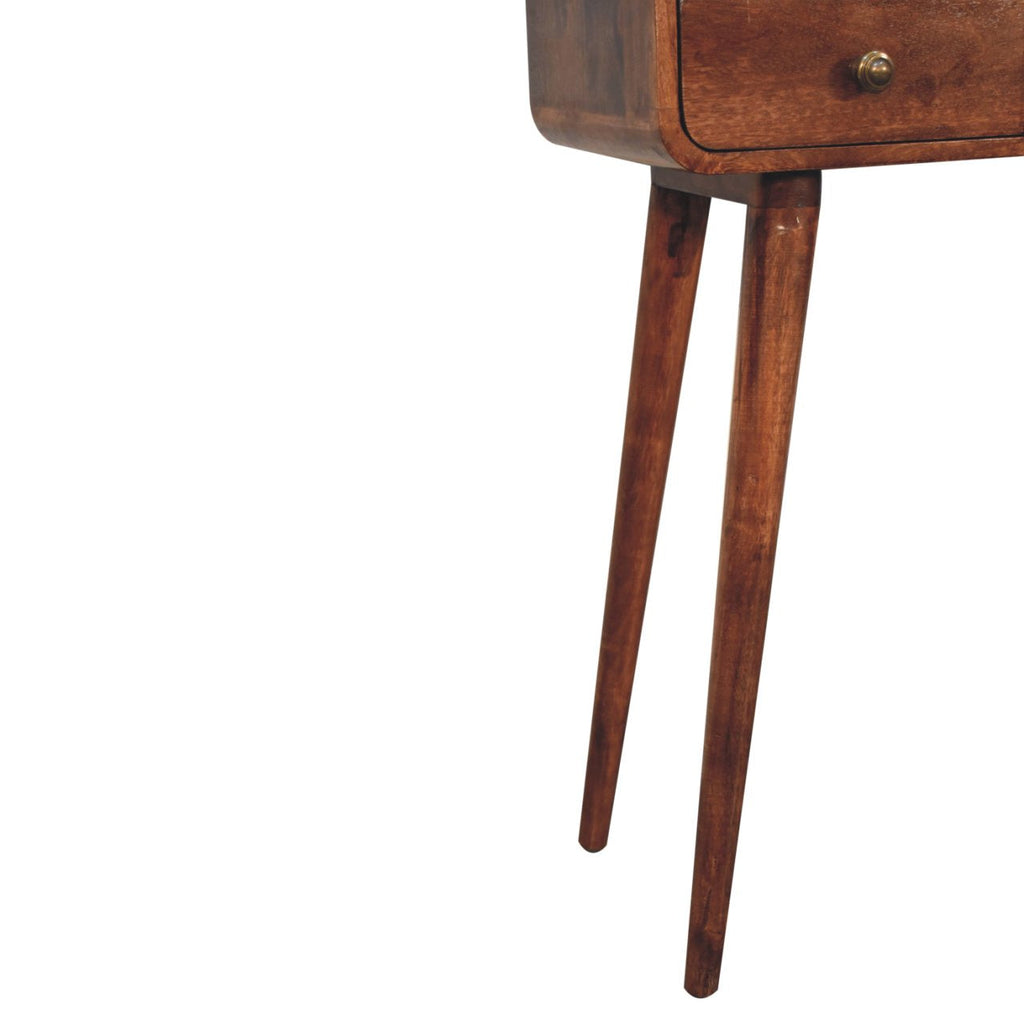 Solid Wood Mini Curved Honey Console Table