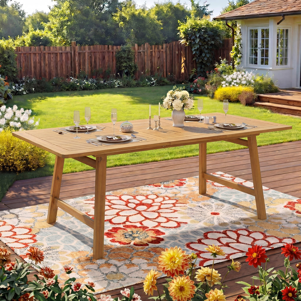 Extendable Acacia Wood Outdoor Dining Table