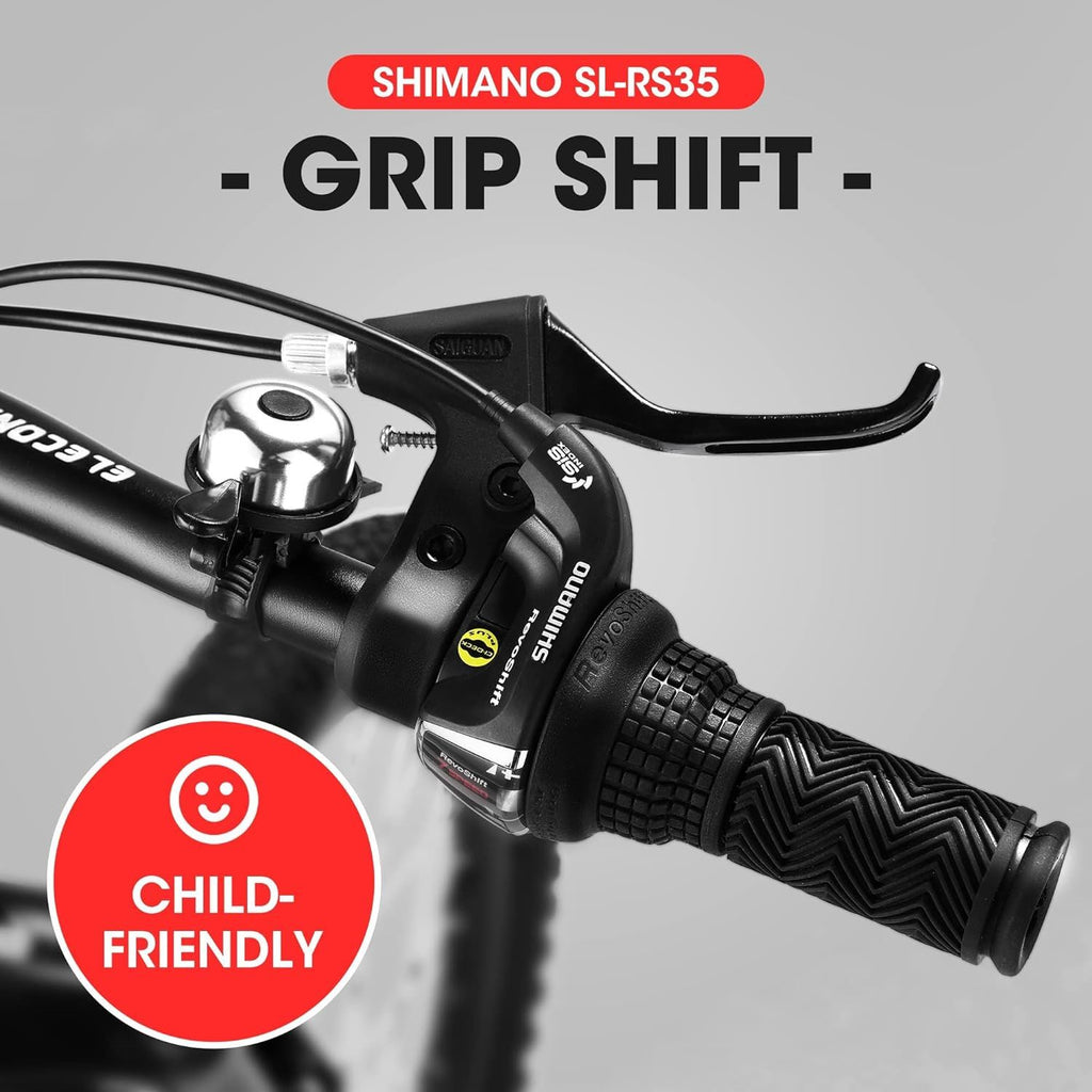 S20101 20" Kids' Bike, Boys Girls Mountain Bike Ages 8-12, 7 Speed Teenager Children Kids' Bicycles, Front Suspension Disc Brake Rear V-Brake, High Steel Frame