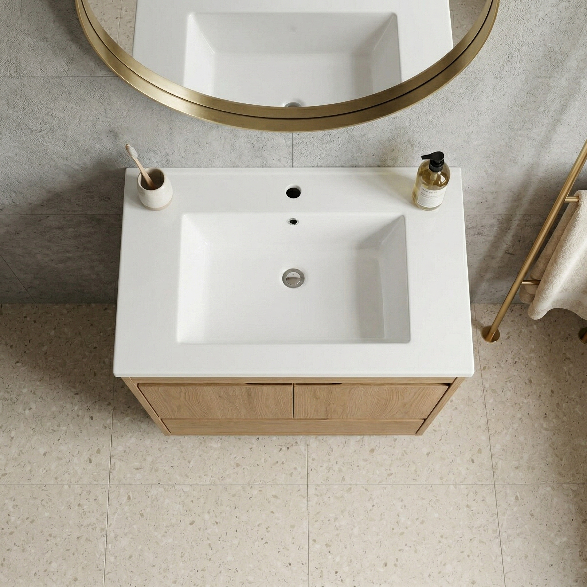 30Inch x 18.5Inch Ceramic Bathroom Vanity Sink Top with Single Hole