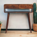 Sonata Chestnut Console Table, Nordic Legs, 2-Drawers, Open Slot