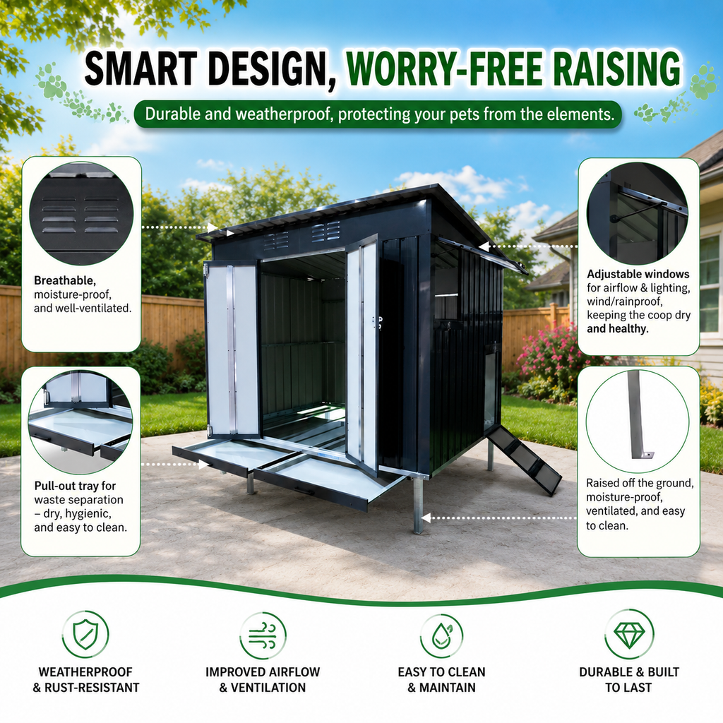 Outdoor Galvanized Metal Chicken Coop