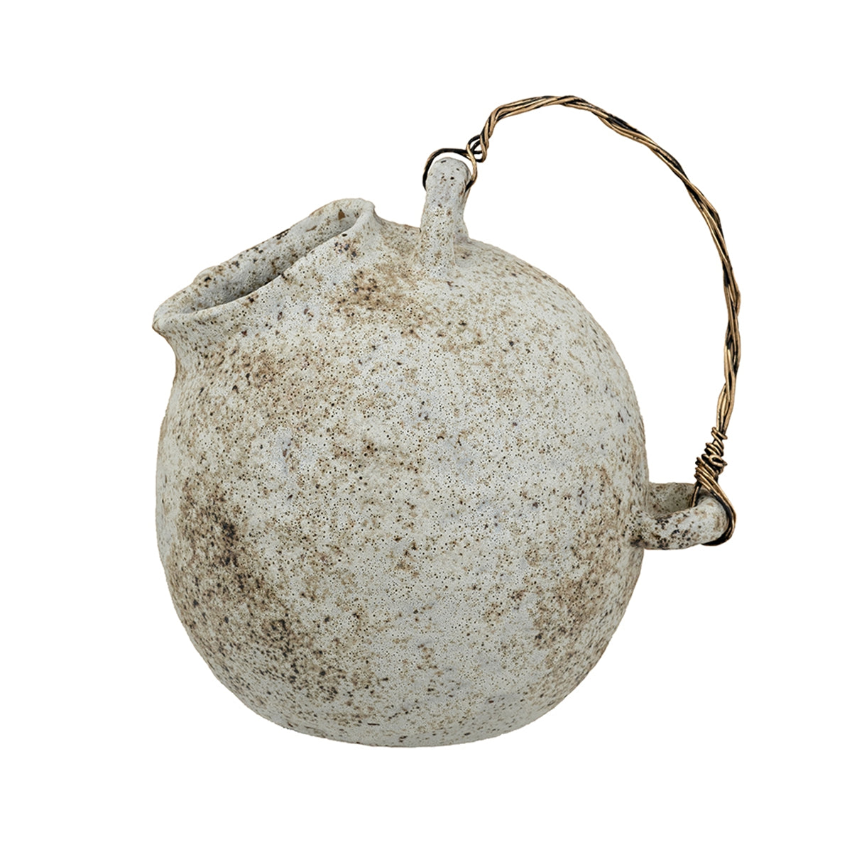 9.8x8.3x10.3" Hand-Pulled Decorative Ceramic Jug with Worn Finish
