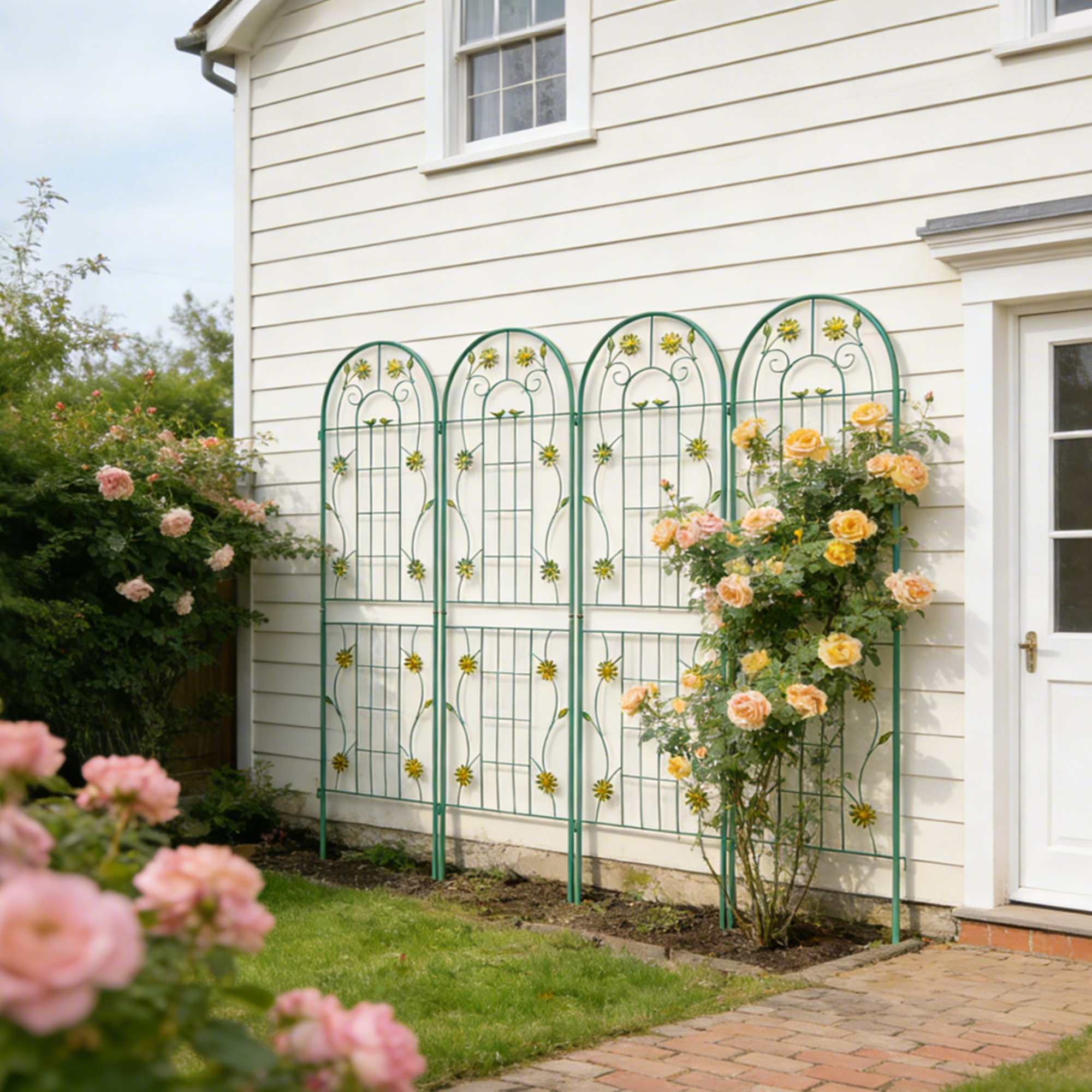 4 Pack Metal Garden Trellis 71" x 19.7" Rustproof Support