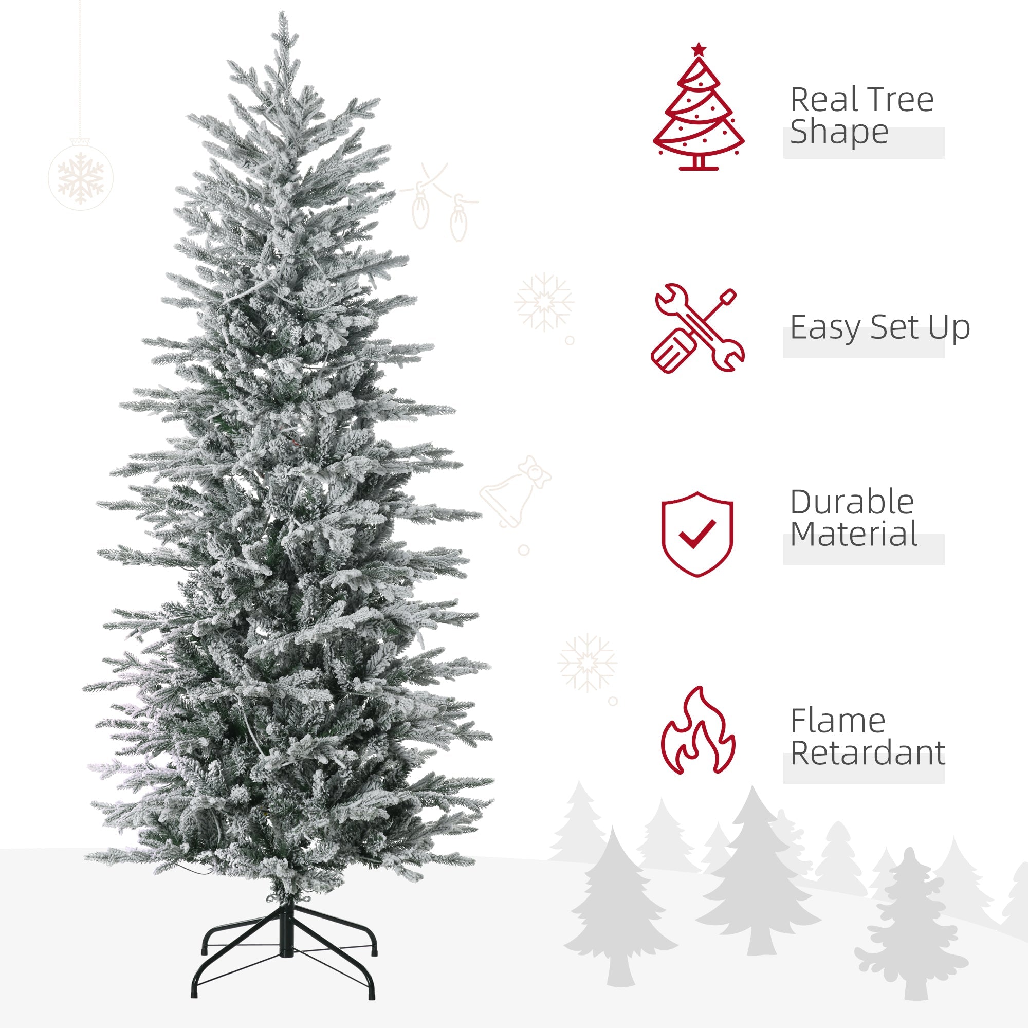 HOMCOM 6ft Tall Prelit Artificial Christmas Tree