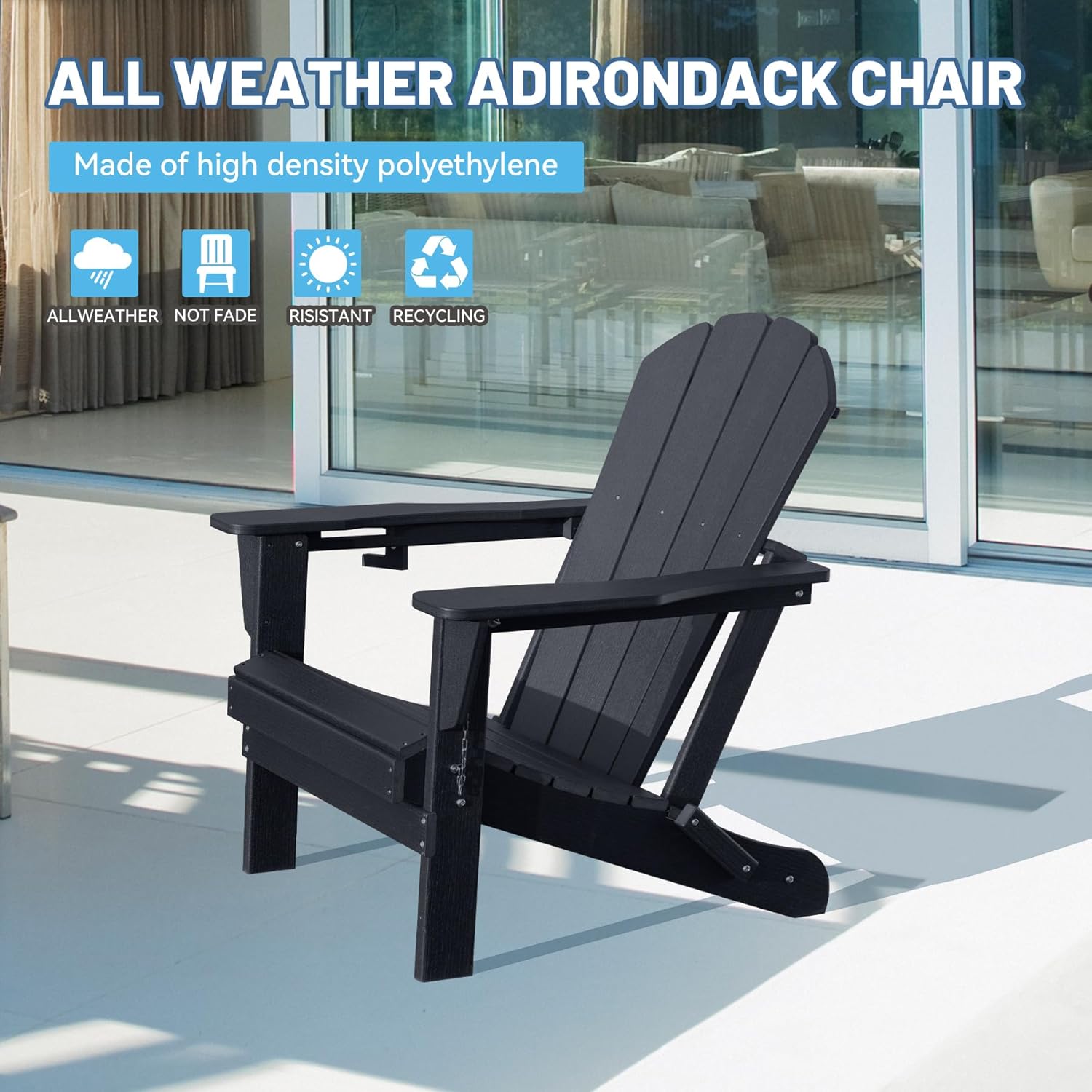 Adirondack Chair, Plastic Adirondack Chairs, HDPE Adirondack Chair, Folding Adirondack Chairs,Outdoor Chairs with Cup