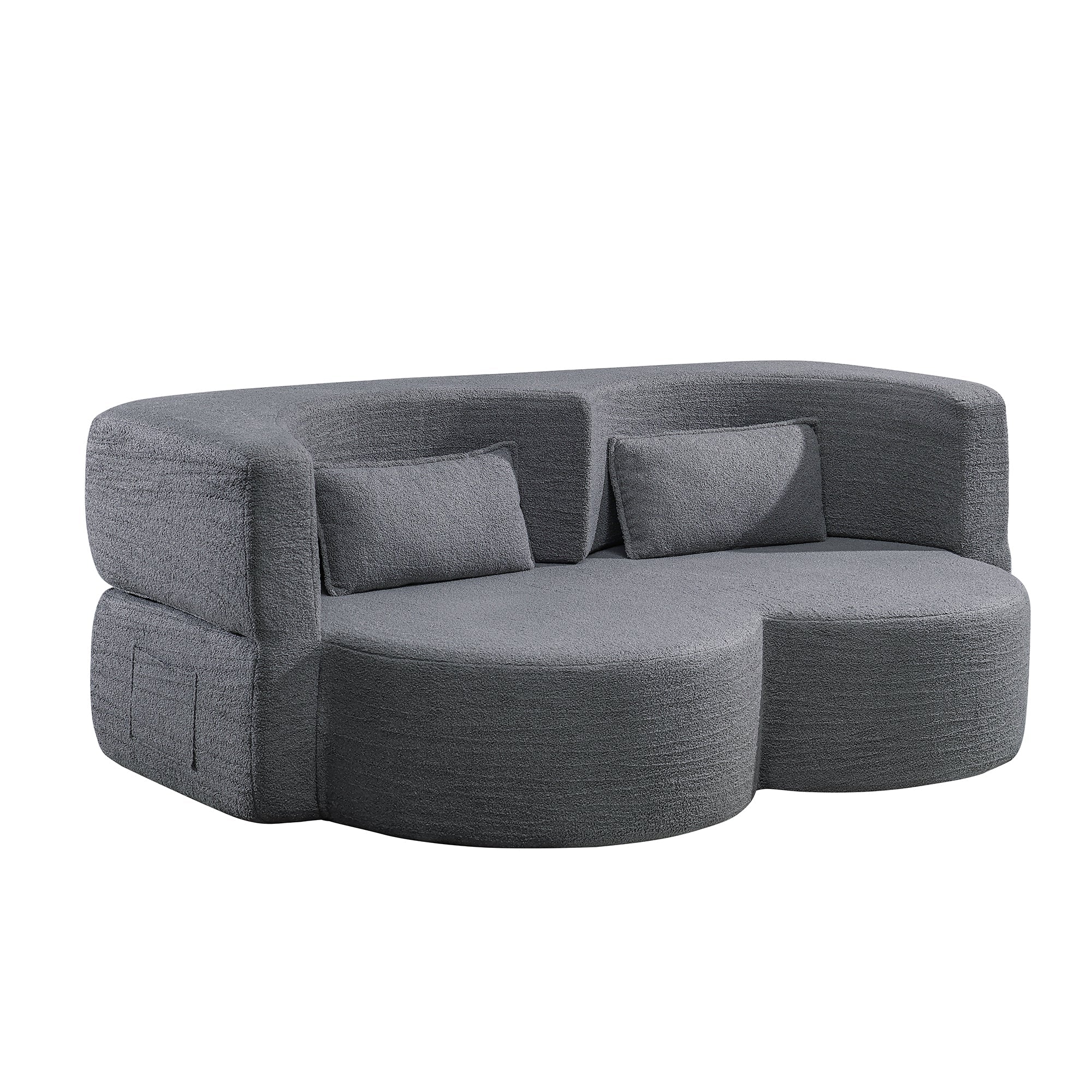 Folding Sofa Bed - Convertible Teddy Bear Fabric Sleeper