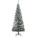 HOMCOM 6' Tall Unlit Snow-Flocked Slim Artificial Christmas Tree