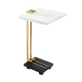 Crystal Side Table With Metal Frame, Artistic Accent Table For Living Room