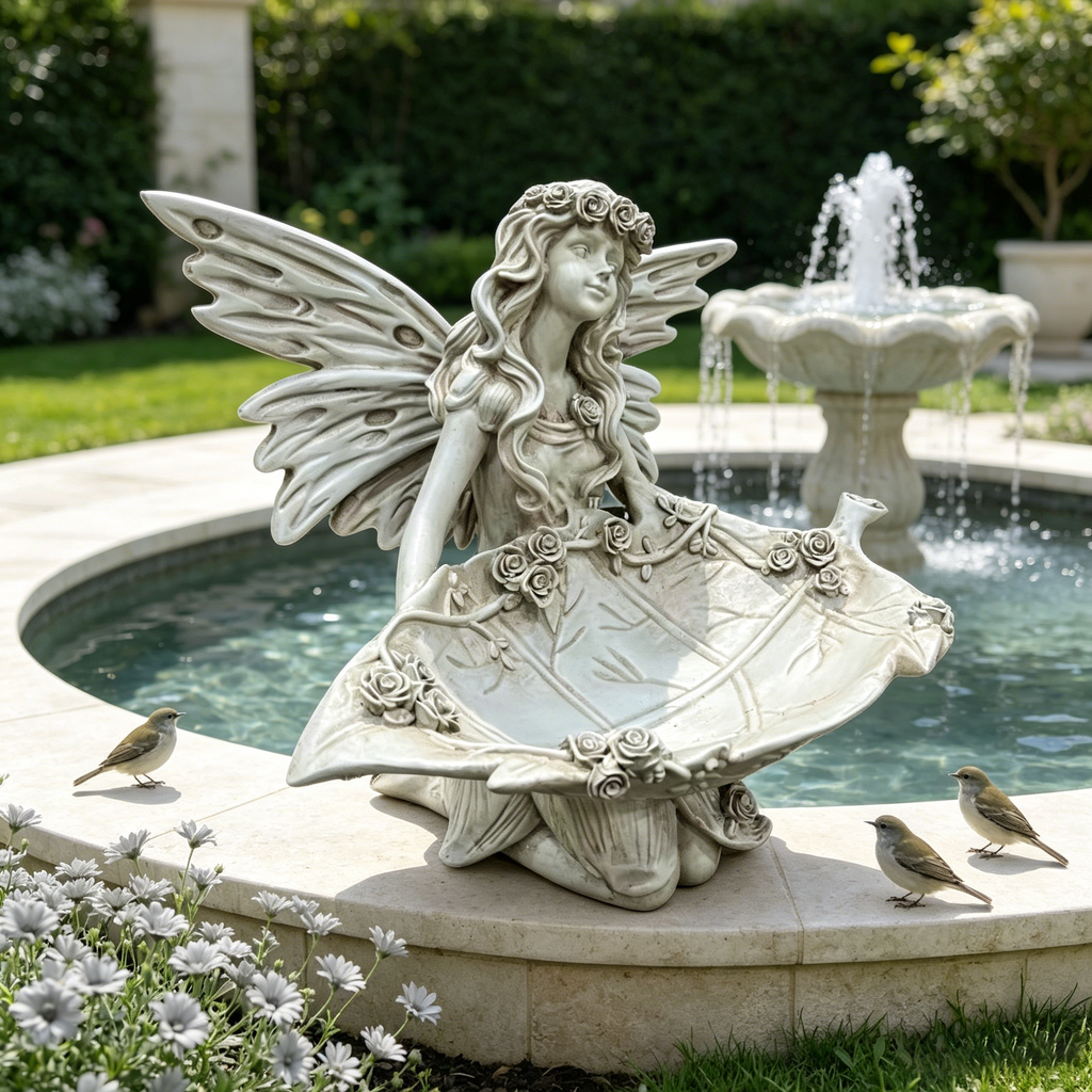 12.80" High Garden Fairy Figurine with Leaf Tray