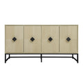 Carved 4 Door Sideboard With Storage, Adjustable Shelf