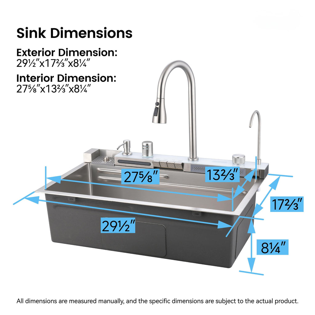 Pull-out Faucet Single Bowl Sink - 30"x18"