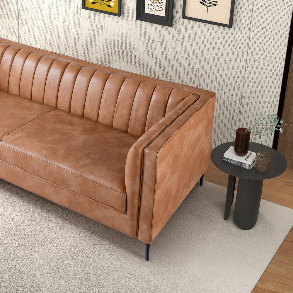 Angelina Cognac PU Leather Sofa