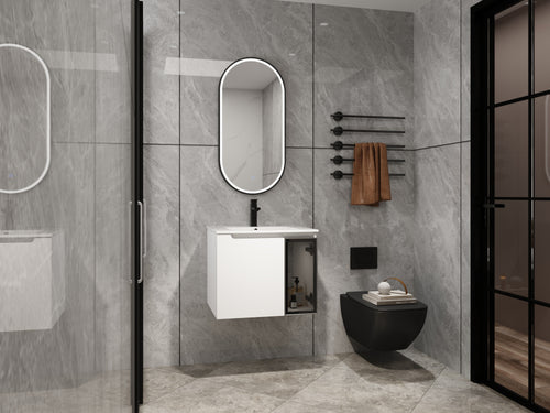 24" Wall-Mounted Bathroom Vanity With Ceramic Sink