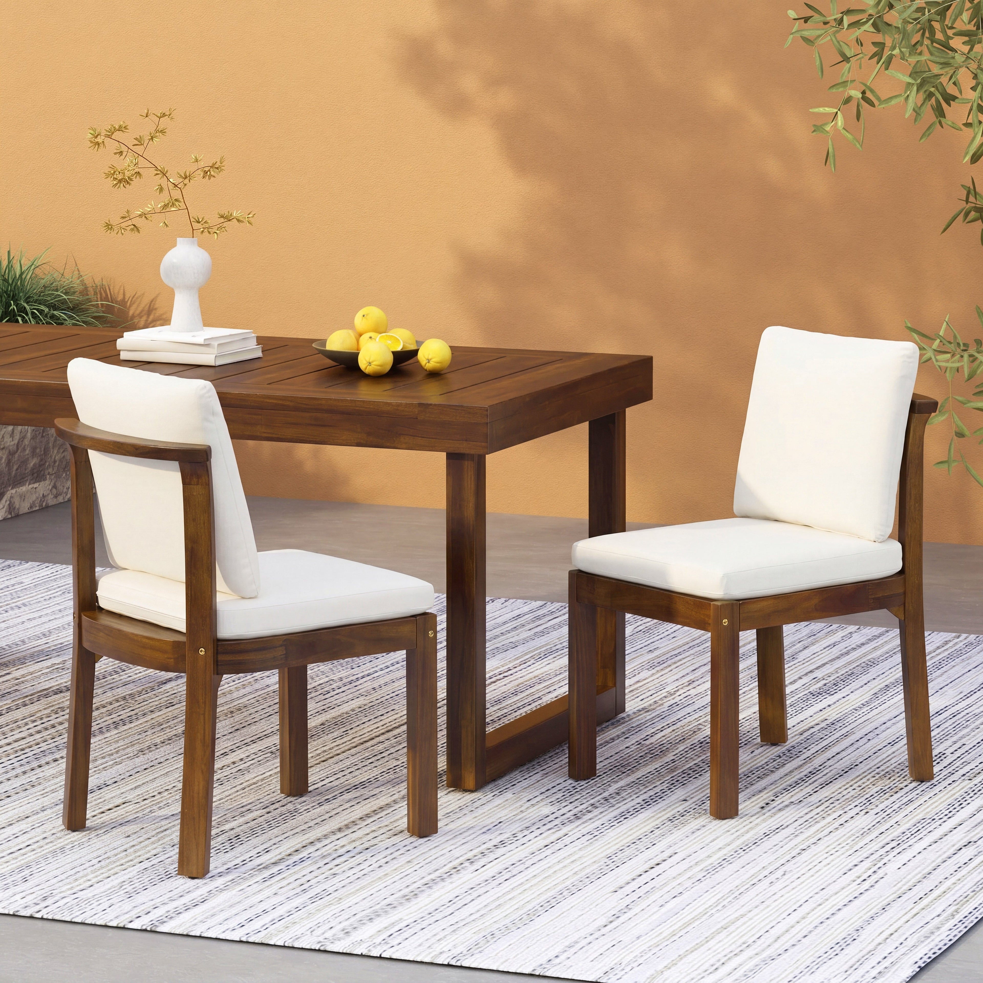 Acacia Wood Outdoor Dining Chair (Set of 2)