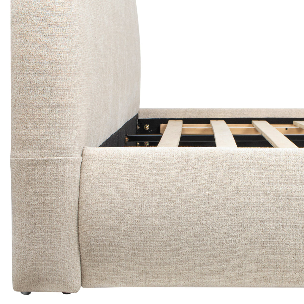 Archie Puffy Grounded Upholstered Platform Bed - Oatmeal Light