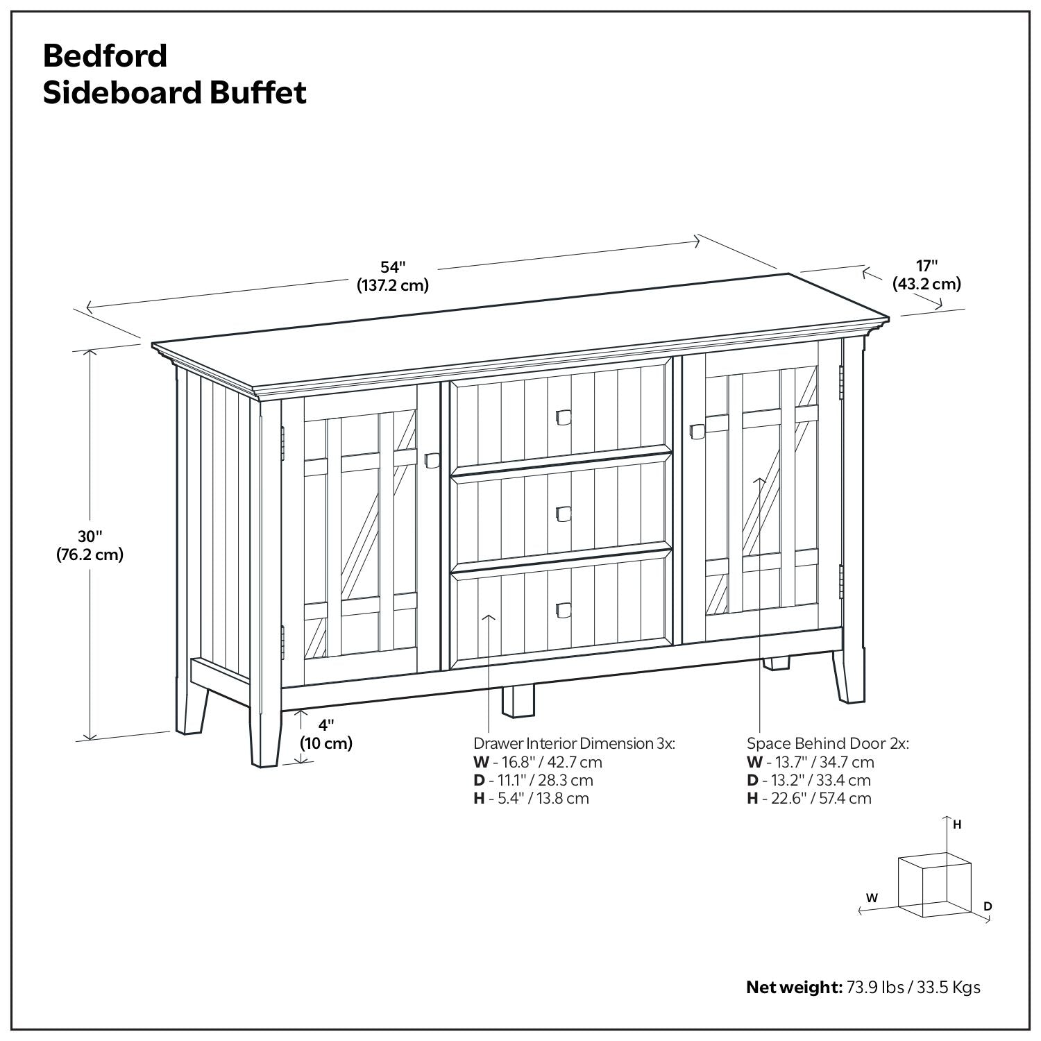Bedford - Sideboard Buffet - White