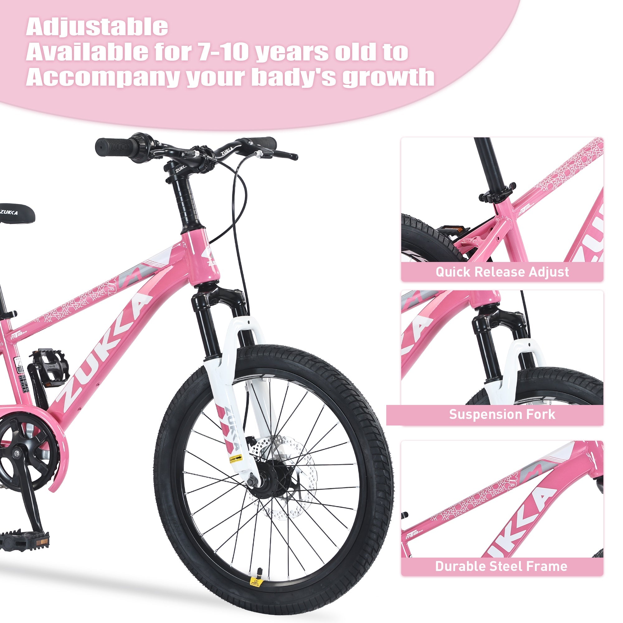 ZUKKA 20 Inch Mountain Bike for Boys and Girls (Ages 7-10)