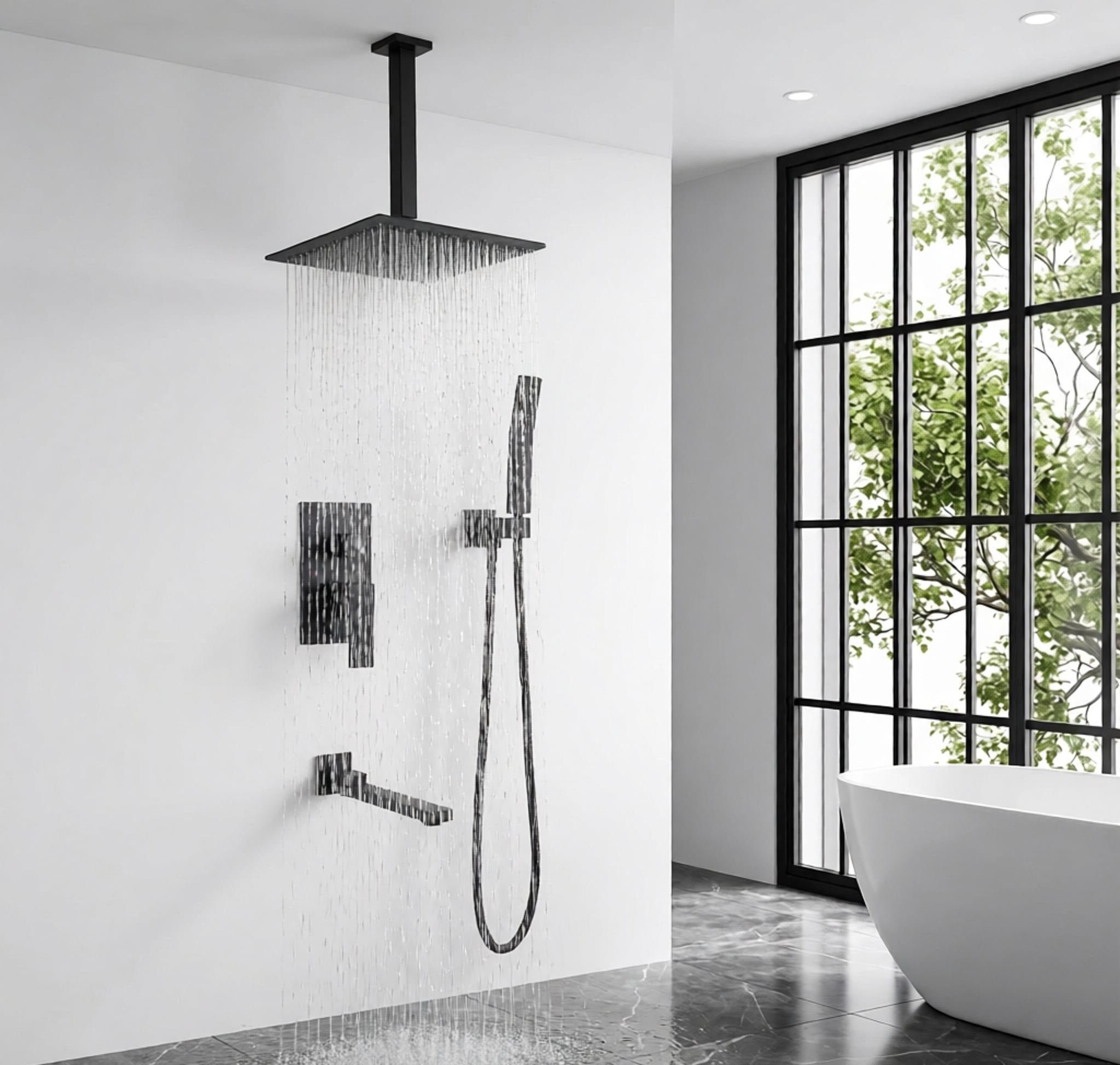 Shower System with Tub Spout,10 inch  Shower Head Shower Set for Bathroom Matte