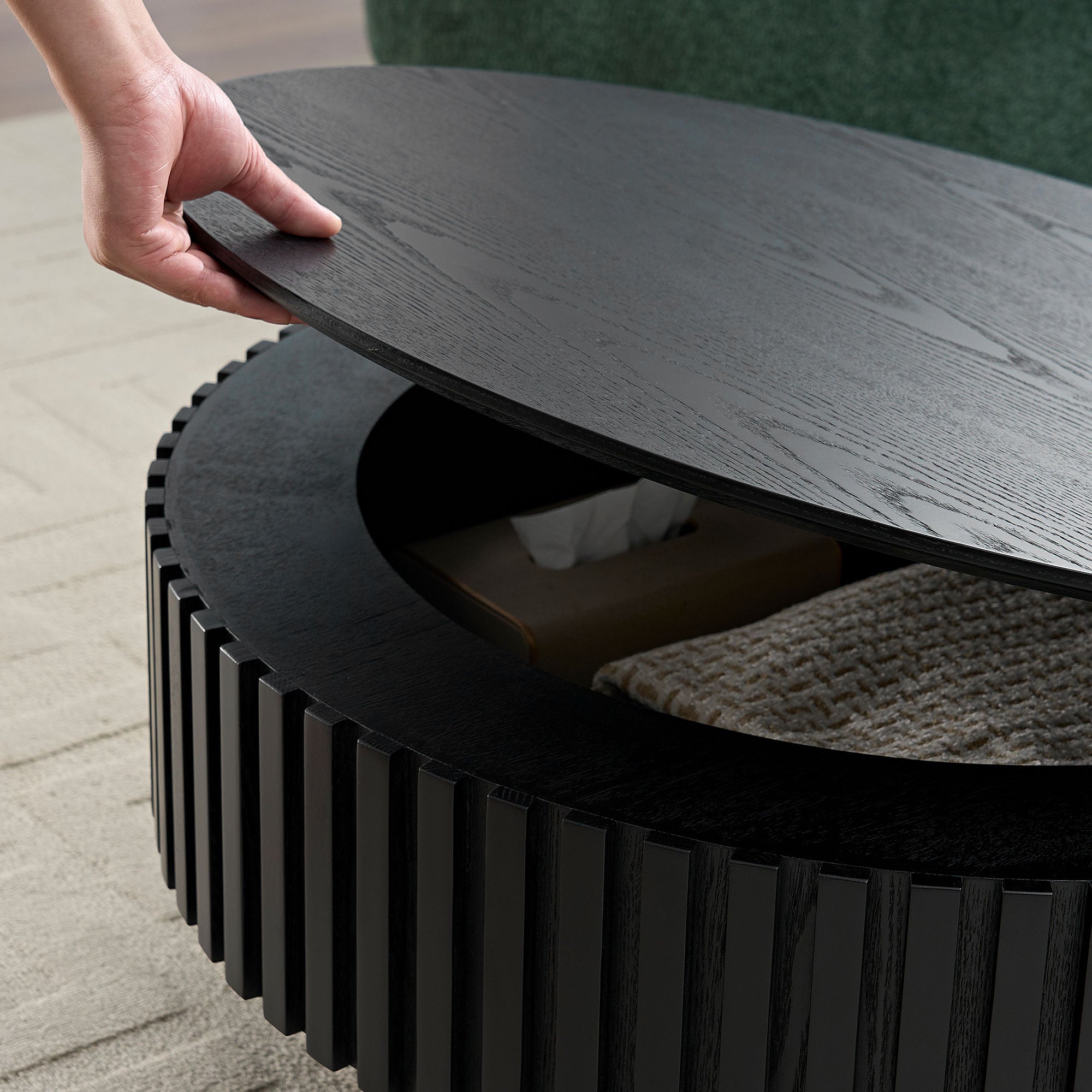 31.49'' Nesting Round Wood Coffee Table with Storage