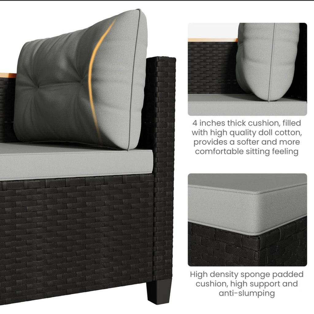 L-Shaped Patio Set With Cushions And Storage Table