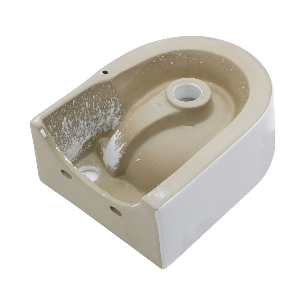 Modern Rectangle Wall Mount Bathroom Sink With Single Faucet Hole - White
