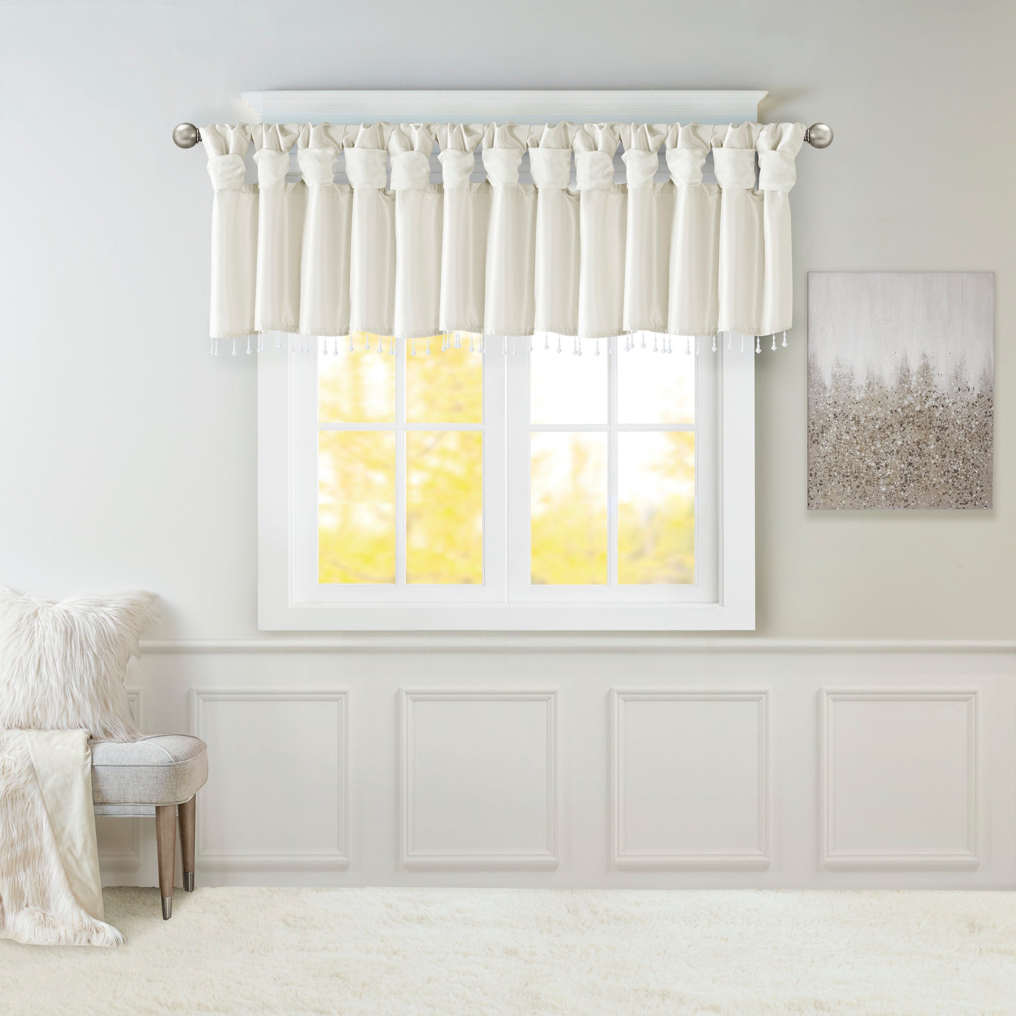 Lightweight Faux Silk Valance With Beads