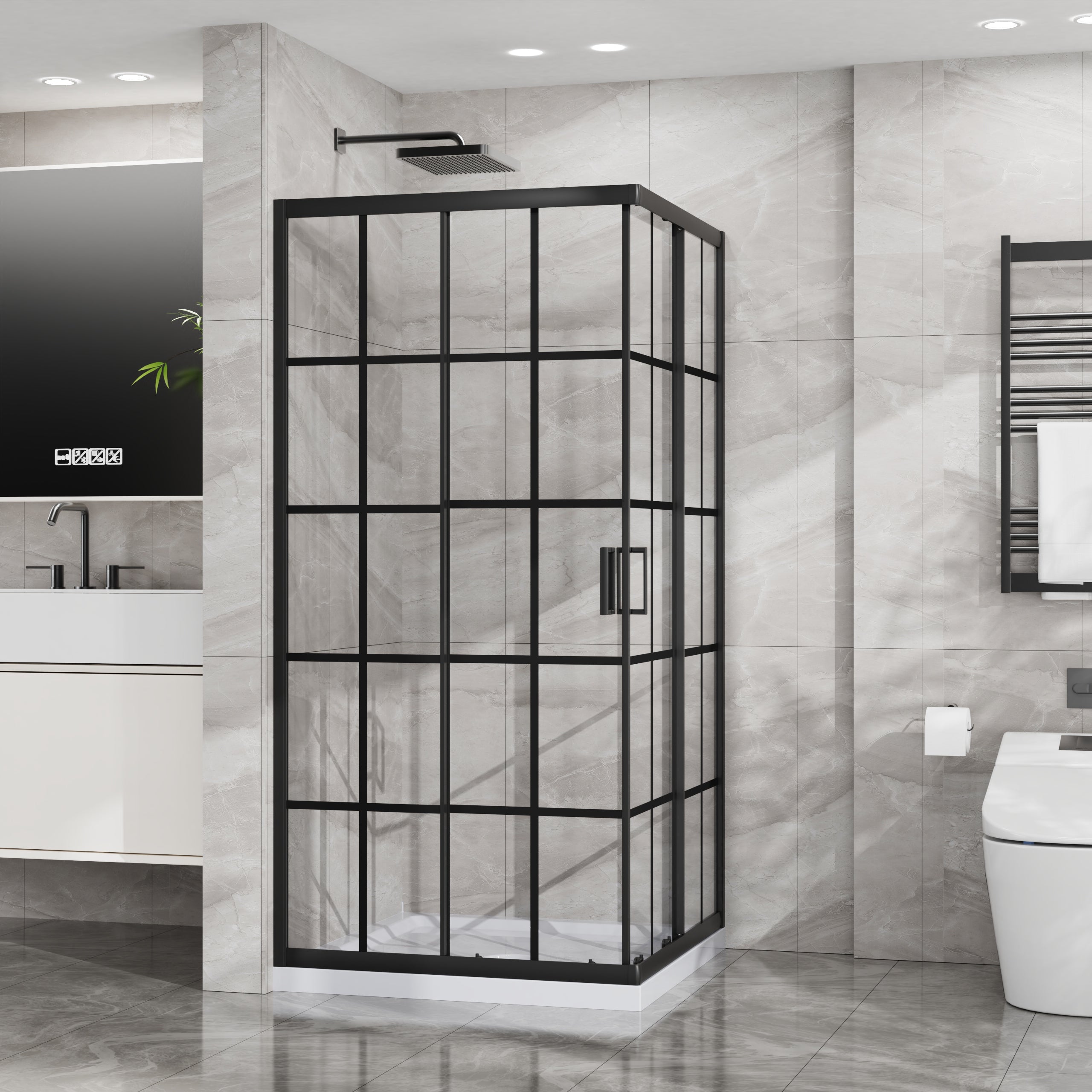 Goodyo Corner Shower Door - 36" D x 36" W x 72" H