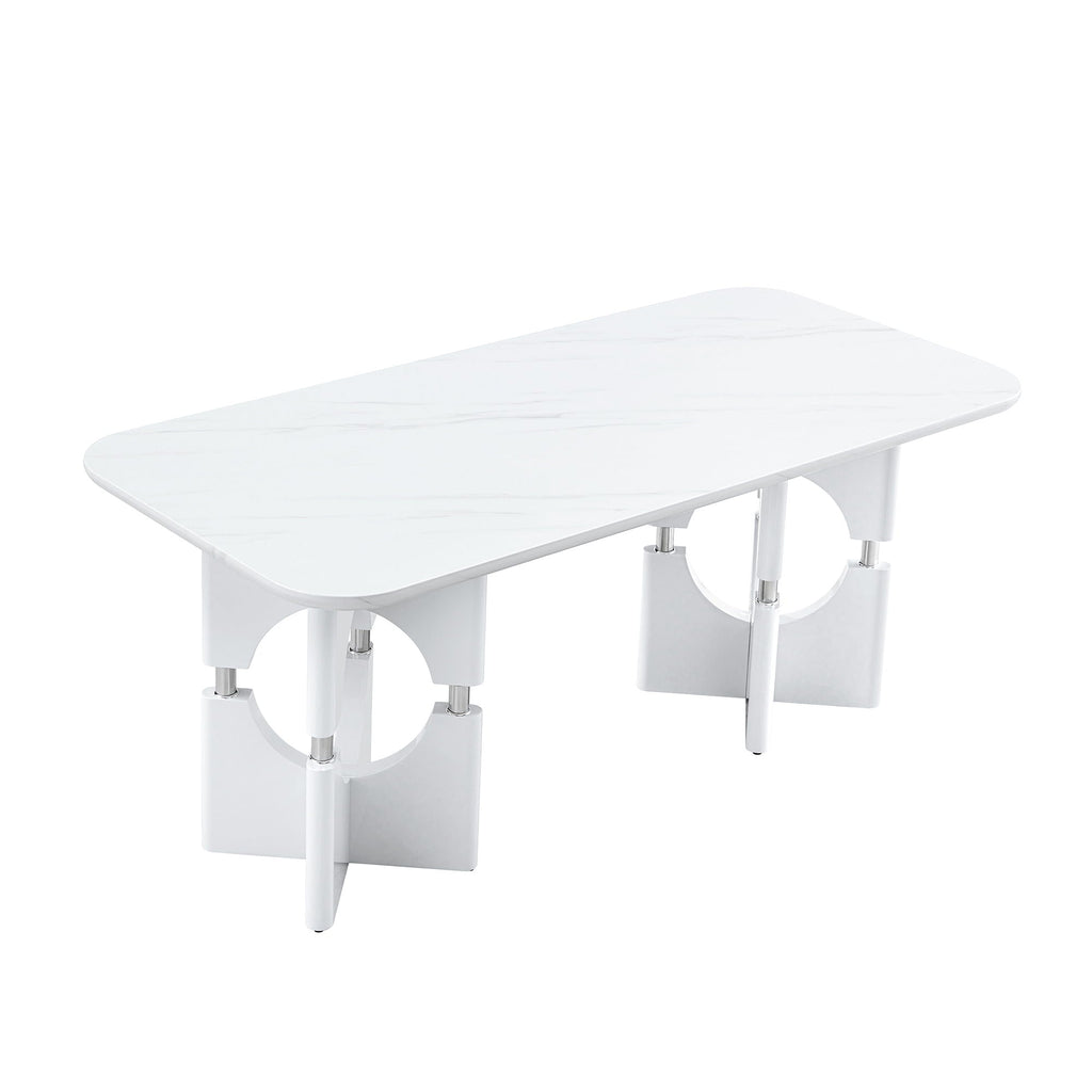 Modern Dining Table With Sleek Hollow-Out Frame And Accents