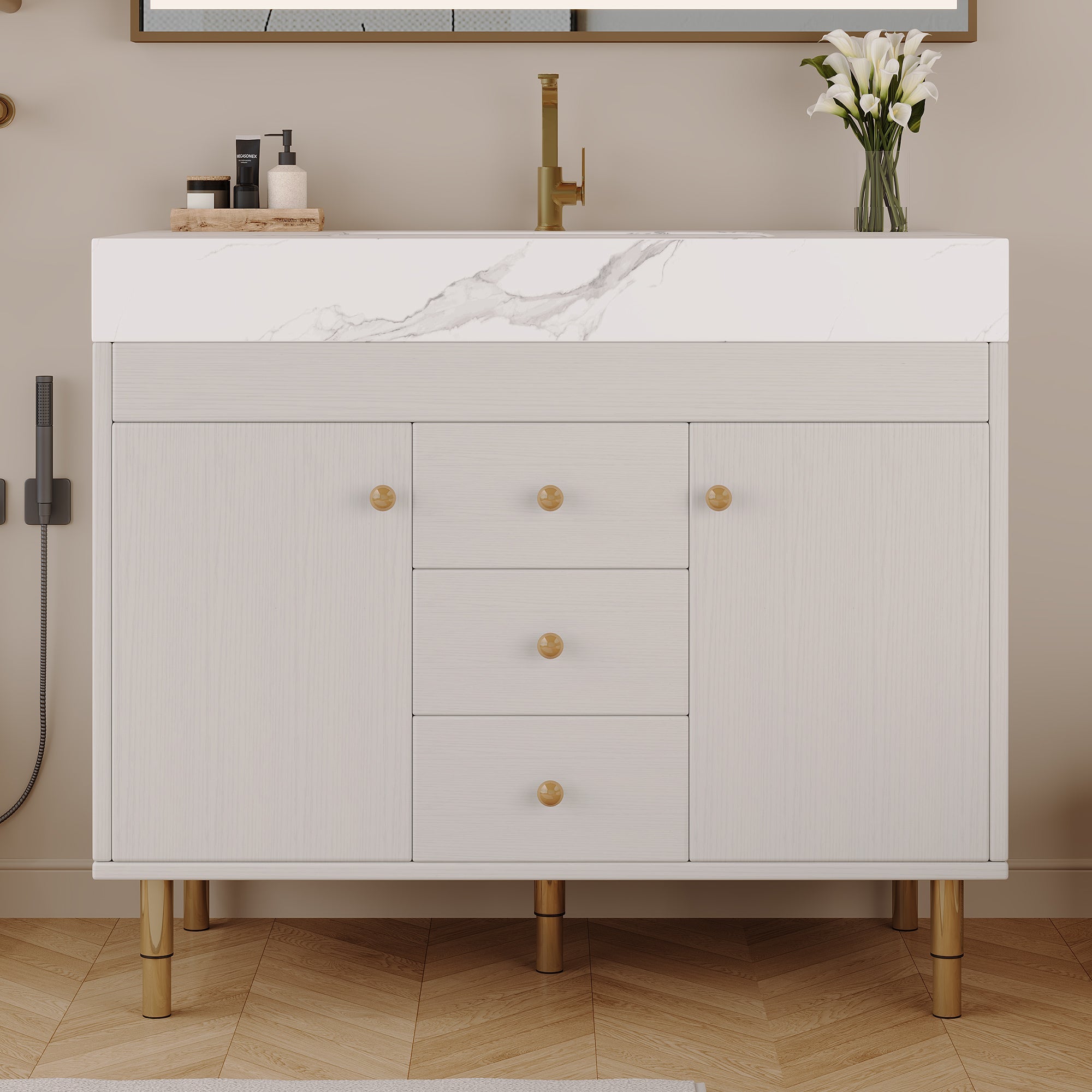 36 in Modern Free-standing Bathroom Vanity with Ceramic Sink & Ample Storage
