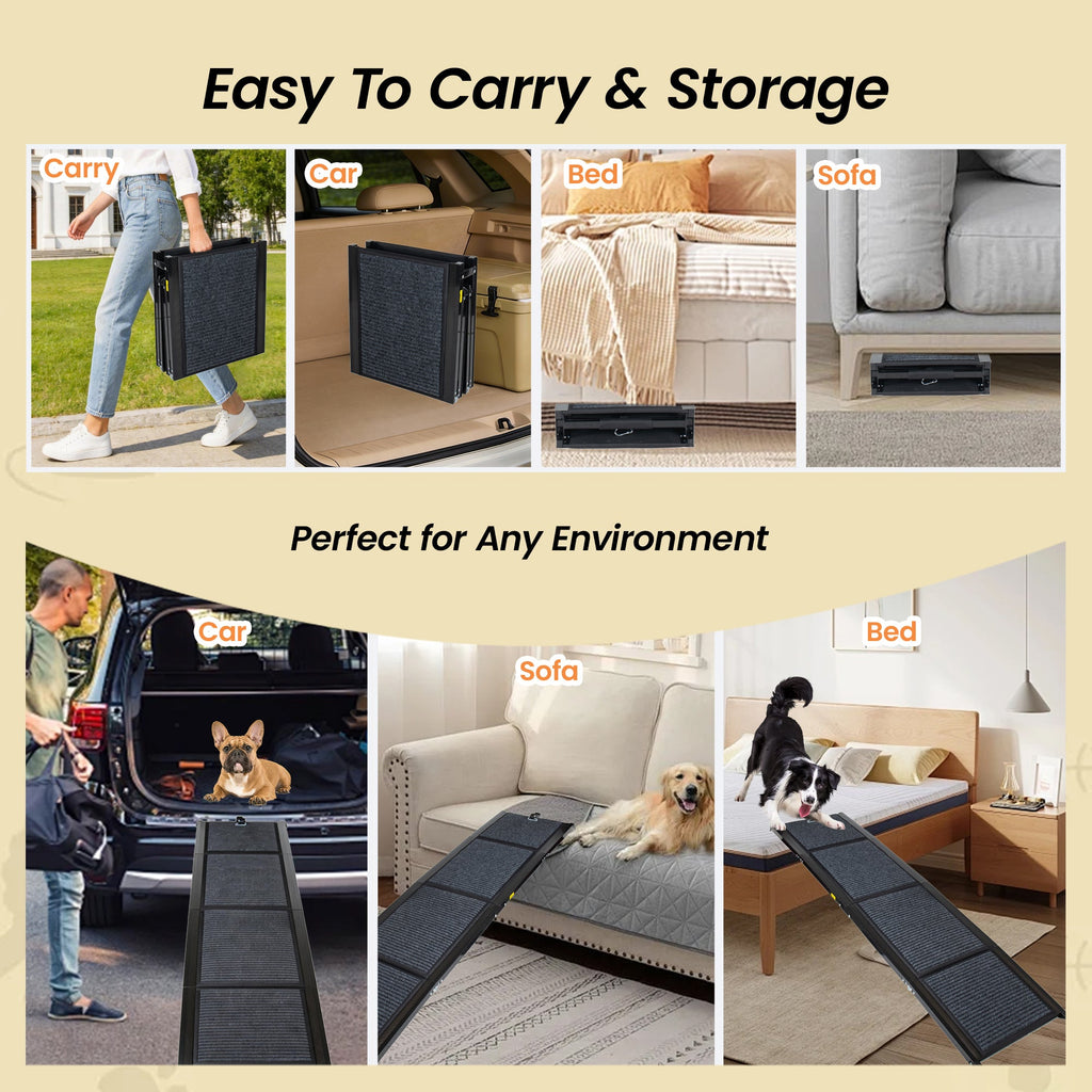 Folding Dog Ramp for Cars - 63" Long & 17.3" Wide