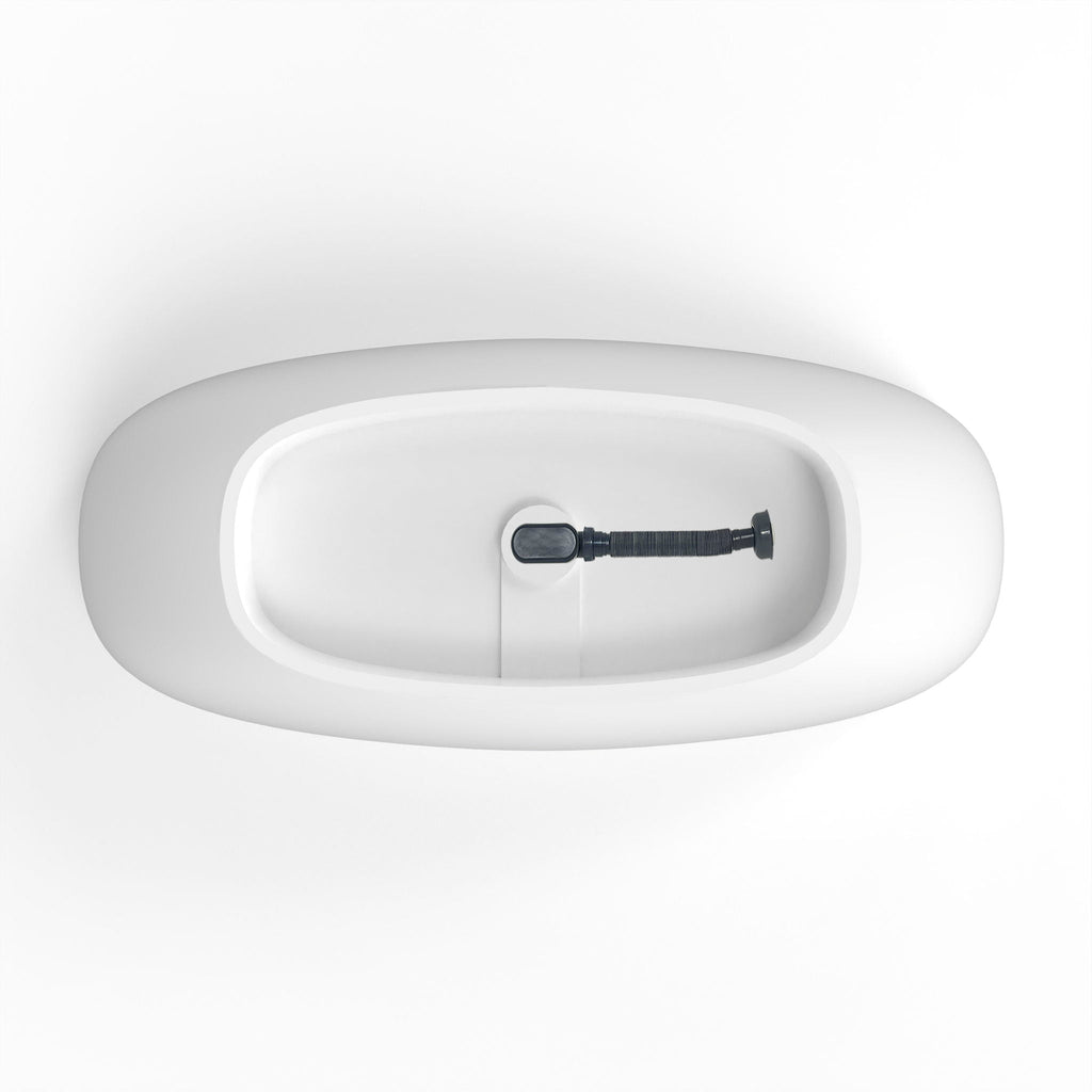 Soaking Bathtub, Freestanding, Solid Surface - Matte White