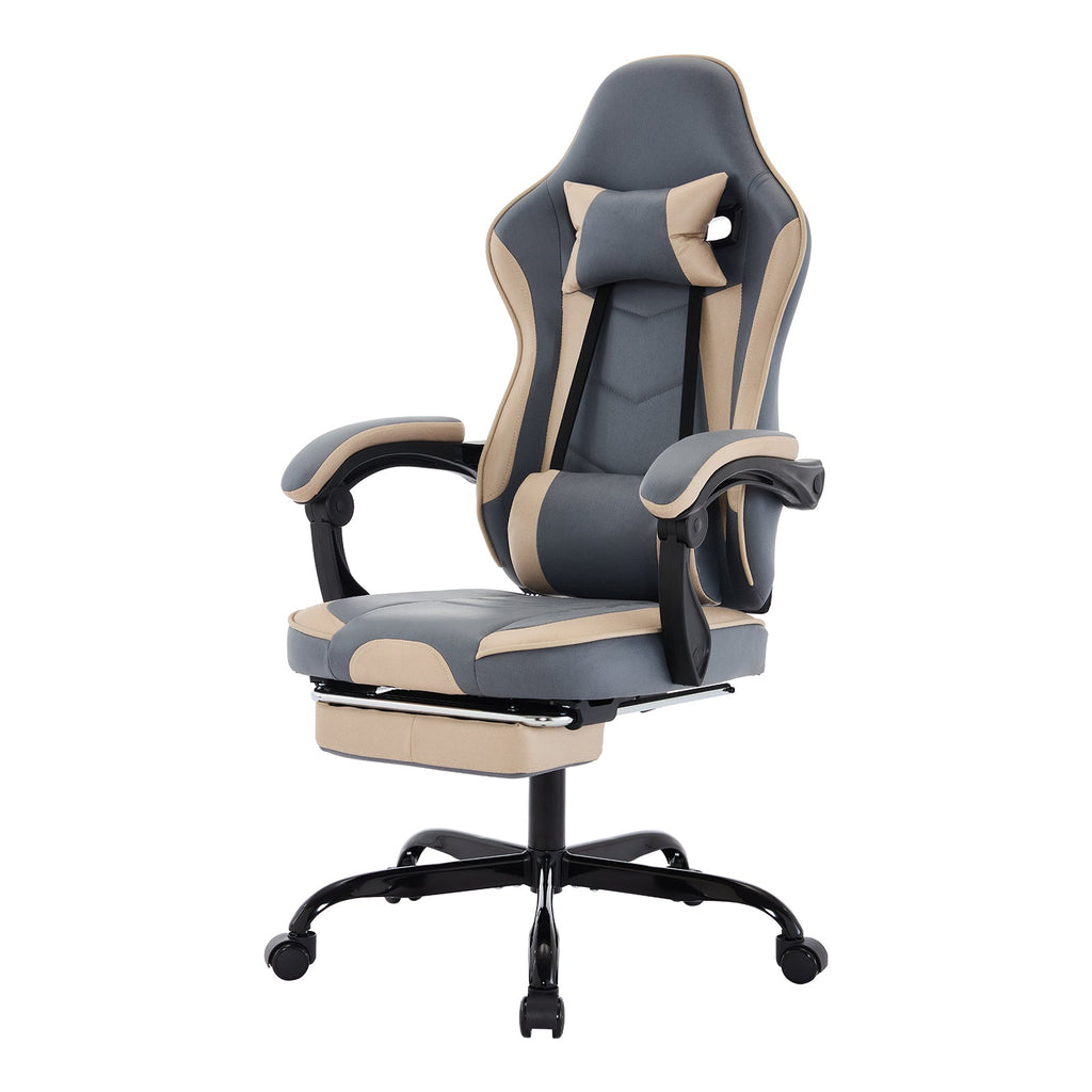 Gaming Chair with Footrest and Massage Lumbar Support