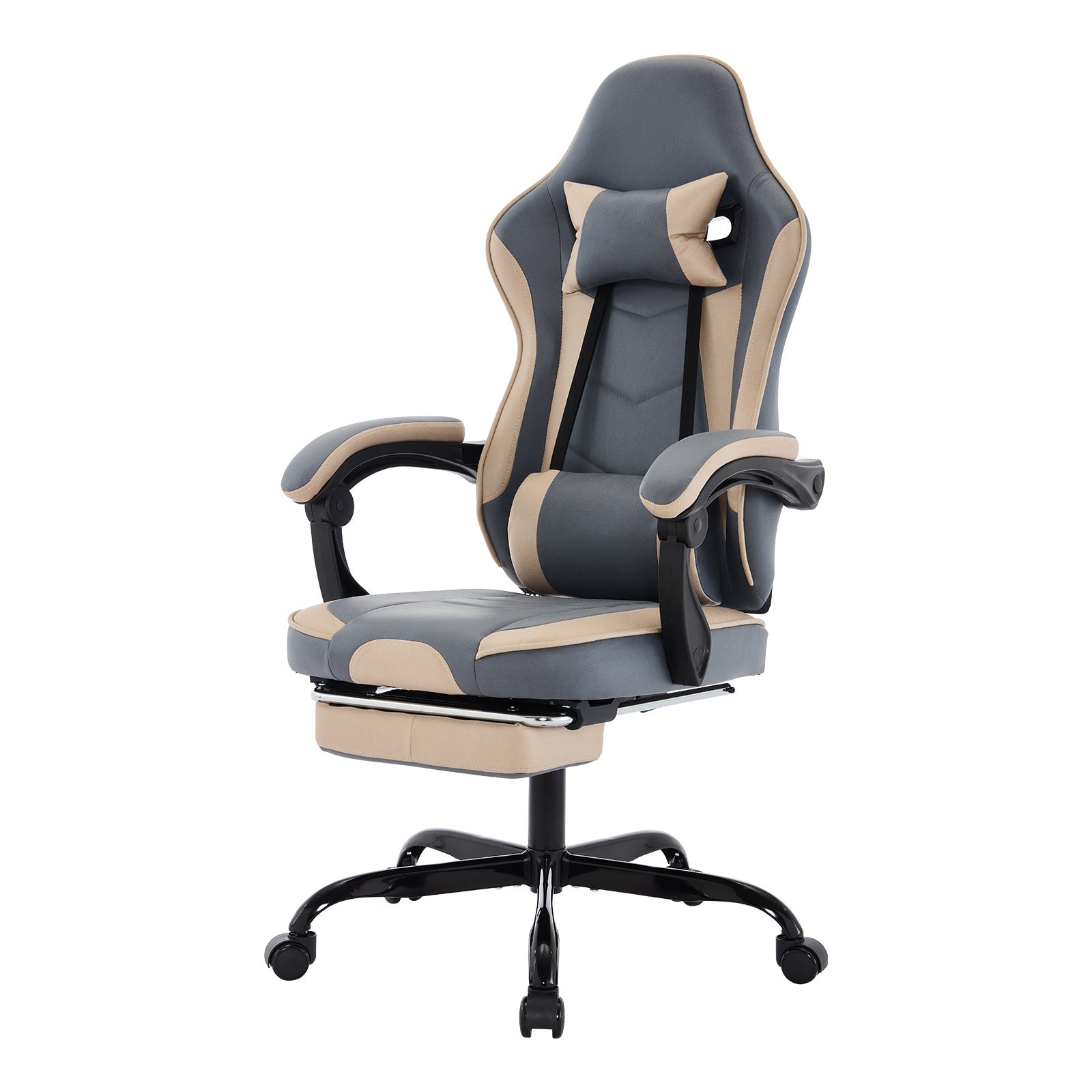 Gaming Chair with Footrest and Massage Lumbar Support