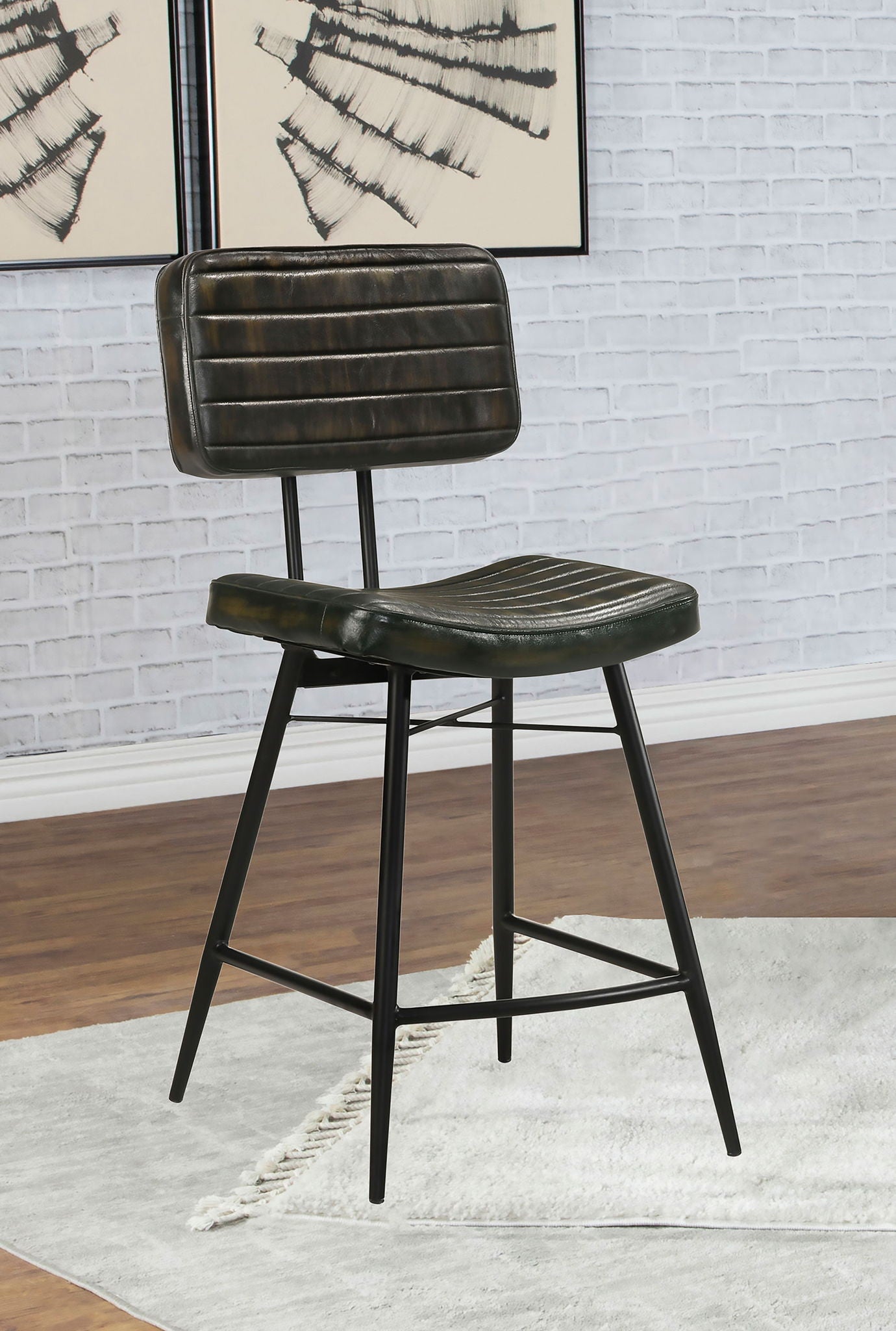 Partridge Leather Counter Chair Antique Espresso (Set of 2)