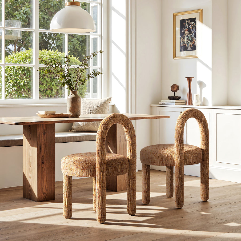 Penny Round Arched Upholstered Dining Side Chair, Set of 2, Golden