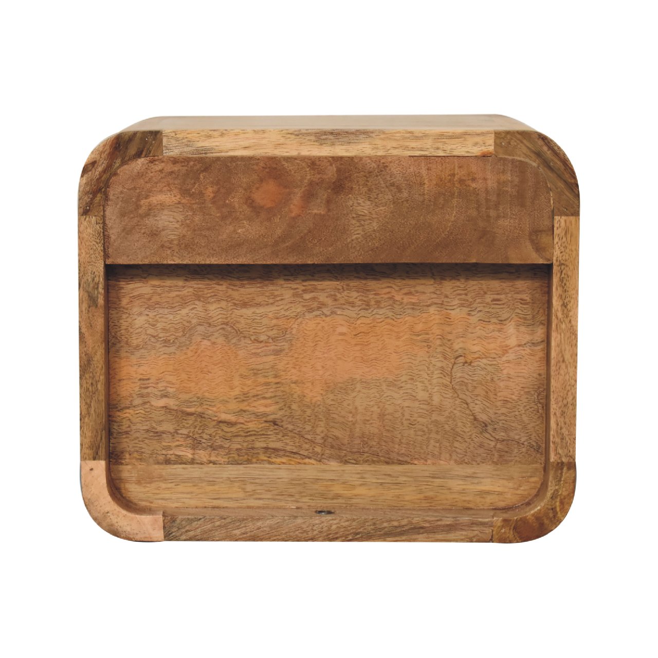 Solid Wood Mini Oak-ish Floating Open Bedside, 1-Drawer