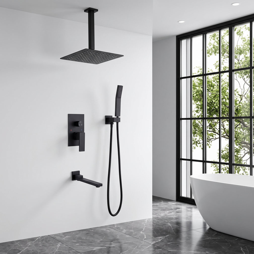 Shower System with Tub Spout,10 inch  Shower Head Shower Set for Bathroom Matte