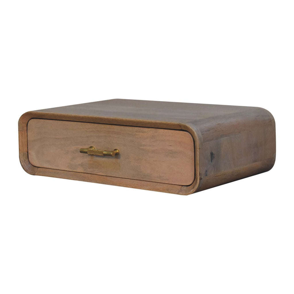 Solid Wood Sonoma T-Bar Wall-Mounted Nightstand, 1-Drawer
