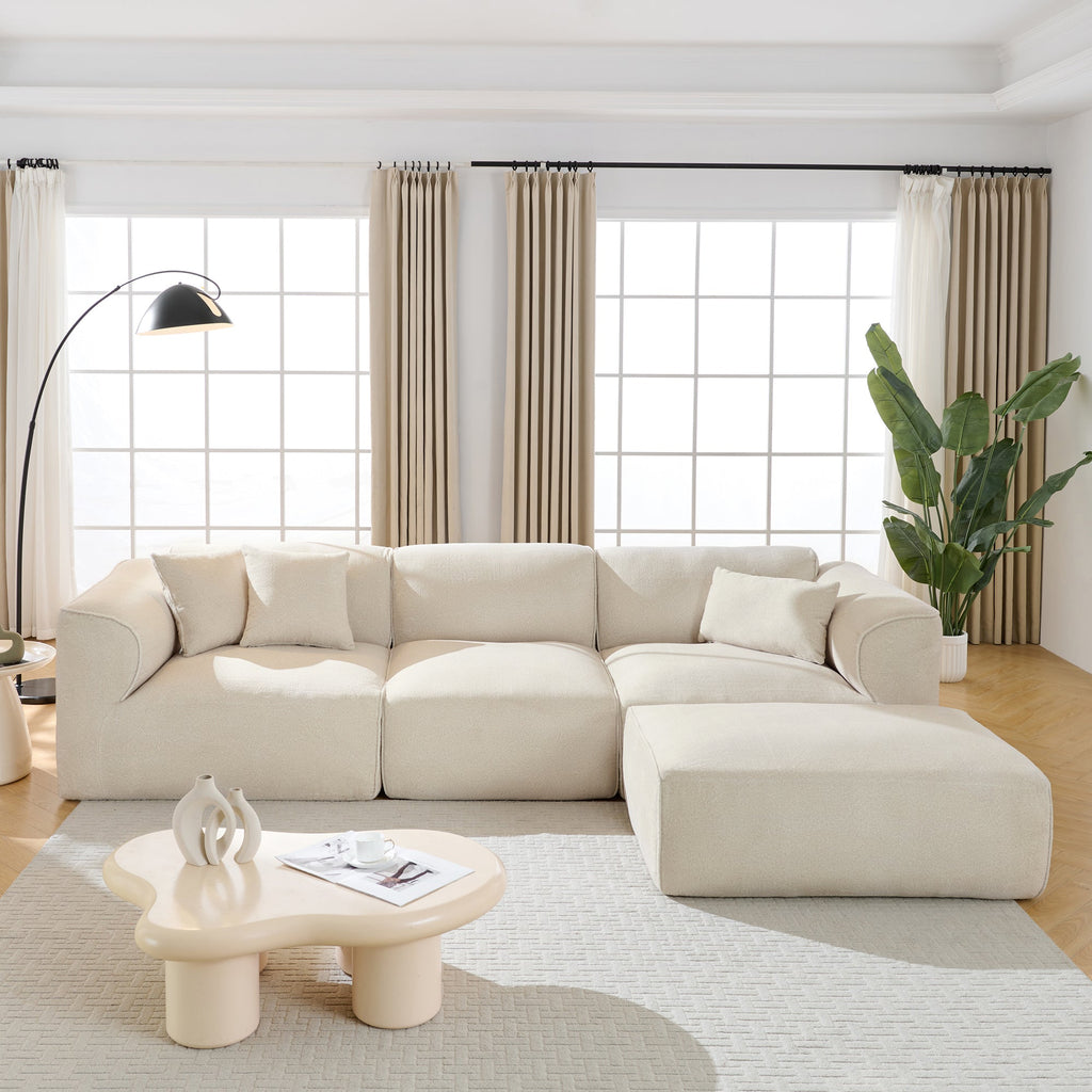 U_Style Luxury Living Room Double-Needle Cut Velvet Sofa